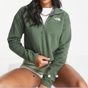 NWT! The North Face Glacier Cropped Fleece 1/4 Zip Khaki GREEN XL